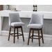 Guyou 27.5 Inch Swivel Bar Stool Set of 2 Nailhead Trim Linen Upholstered Counter Height Chair with Backrest and Wooden Legs for Kitchen Island Bistro Restaurant Grey