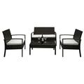 BMTBUY 2pieces Arm Chairs 1pc Love Seat & Tempered Glass Coffee Table Rattan Sofa Set Brown Gradient