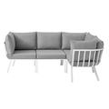 Lounge Sectional Sofa Chair Set Aluminum Metal Steel White Grey Gray Modern Contemporary Urban Design Outdoor Patio Balcony Cafe Bistro Garden Furniture Hotel Hospitality