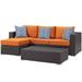 Lounge Sectional Sofa and Table Set Rattan Wicker Dark Brown Orange Modern Contemporary Urban Design Outdoor Patio Balcony Cafe Bistro Garden Furniture Hotel Hospitality