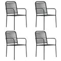 Anself 4 Piece Garden Chairs Black Cotton Rope Armchair Steel Frame Outdoor Dining Chair Patio Balcony Backyard Outdoor Indoor Furniture 22 x 21.1 x 33.7 Inches (W x D x H)