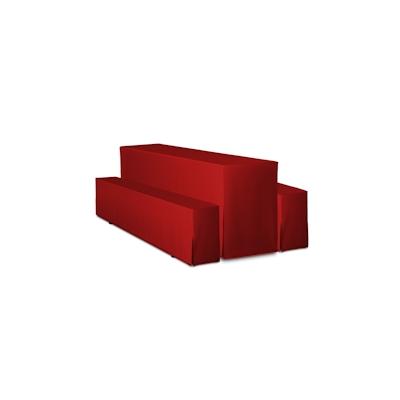 TexDeko Hussen Bierzeltgarnituren gepolstert 5TLG Set Festzeltgarnituren Bierbankhussen Premium (220x70cm, Rot) Image