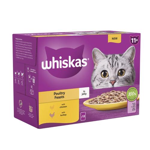 96x85g Senior 11+ Poultry Feasts in Jelly Whiskas Wet Cat Food