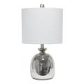 Mod Lighting and Decor 20 Metallic Silver Hammered Glass Jar Table Lamp with Gray Shade