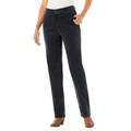 Plus Size Women's Corduroy Straight Leg Stretch Pant by Woman Within in Black (Size 14 T)