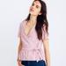 Madewell Tops | Madewell Ruffle-Hem Wrap Top In Stripe Mix - Size Medium | Color: Pink/White | Size: M