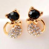 Urban Outfitters Jewelry | New Black Gem Sparkling Kitty Cat Boho Animal Earrings | Color: Black/Gold/Green/Red/Silver | Size: Os
