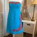 Lilly Pulitzer Dresses | Lilly Pulitzer Strapless Embroidered Turquoise/Red/Orange Dress Size 6 | Color: Blue/Red | Size: 6