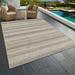 Brown/White 114 x 94 x 0.3 in Area Rug - Union Rustic Hayaan Tan/Brown Striped Transitional Indoor/Outdoor Area Rug, | Wayfair