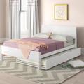 Lark Manor™ Aiste Full Solid Wood Trundle Panel Bed Wood in Gray/White | 37.5 H x 57 W x 80.25 D in | Wayfair EEF3A0F2F4854DD39DACC2454A0CEB7F