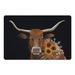 Black/Brown 27 x 18 x 1 in Kitchen Mat - East Urban Home Ceejay Longhorn w/ Sunflowers Kitchen Mat Synthetics | 27 H x 18 W x 1 D in | Wayfair