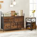 Williston Forge 2 Piece Dresser Set 5 Drawer Dresser & Nightstand Set Bedroom Organizer Unit Set Wood in Brown | Wayfair