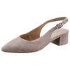 Slingpumps TAMARIS, Damen, Gr. 41, grau (taupe), Veloursleder, elegant, Schuhe, Blockabsatz, Abendschuh, Sommerschuh mit verstellbarem Riemchen