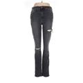 Joe's Jeans Jeans - Mid/Reg Rise Skinny Leg Denim: Black Bottoms - Women's Size 28 - Dark Wash