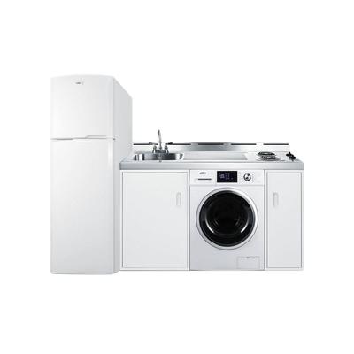 Summit ACKSPWD82 83" Kitchenette w/ Sink, 2 Burners, Refrigerator/Freezer, & Washer/Dryer - White, 115v