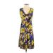 Lily Casual Dress - A-Line Cowl Neck Sleeveless: Yellow Floral Dresses - Women's Size X-Small