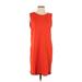 White + Warren Casual Dress - Shift Crew Neck Sleeveless: Red Print Dresses - Women's Size Small