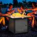 Outsunny Gas Fire Pit Table with Lid, 31.5" Outdoor Firepit, 50,000 BTU Fire Table with Pulse Ignition, Glass Rocks
