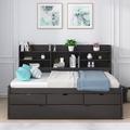 Red Barrel Studio® Twin Storage Platform Bed in Brown | 47.2 H x 48.8 W x 77.5 D in | Wayfair 4E5717AF6A4146648157C66340BD61EA