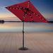 Arlmont & Co. Nicolaie Rectangular Tiltable Market Umbrella Solar LED Lighted Outdoor Umbrellas w/ Crank & Push Button Metal in Red | Wayfair