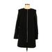 H&M Casual Dress - Shift Crew Neck Long sleeves: Black Print Dresses - Women's Size 0