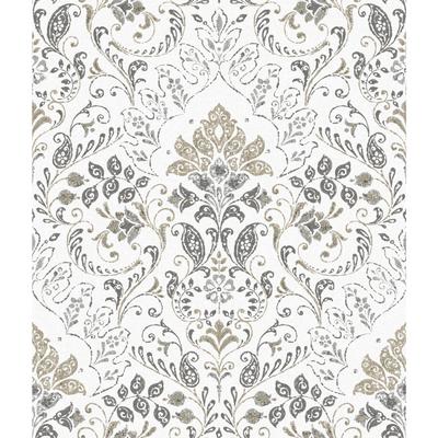 Peel And Stick Wallpaper by RoomMates in Persian Damask Gray