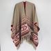 American Eagle Outfitters Sweaters | American Eagle Outfitters Western Open Front Pancho Tan Red One Size | Color: Red/Tan | Size: One Size