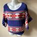 American Eagle Outfitters Sweaters | American Eagle Outfitters, Small Chunky Boxy, Tribal Aztec Wide Short Sleeve Euc | Color: Blue/Pink | Size: S