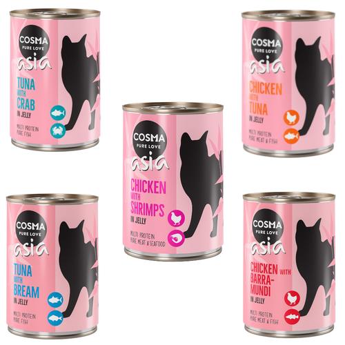 6x 400g Asia in Jelly Mix 2 (5 Sorten) Cosma Nassfutter für Katze
