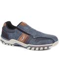 Pavers Wide Fit Men's Slip-On Trainers - Navy Multi Size 7 (41)