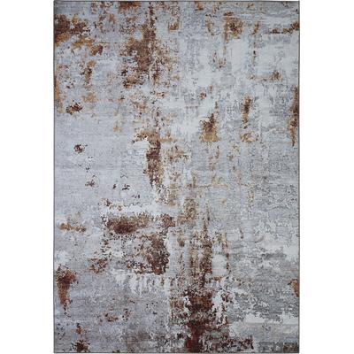 Teppich LUXOR LIVING "Lago", grau (grau, rost), B:240cm H:6mm L:340cm, Polyester, Teppiche, faltbarer Teppich, modernes Design, waschbar, In- und Outdoor geeignet Image