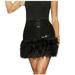 Women s Sequins Feather Tassel Skirt High Waist Flapper Dance Wrap Dress Glitter Sparkle Club Party Mini Skirts Ladies Clothes