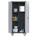 JAORD Metal Garage Storage Cabinet with Wheels Broom Closet Storage Cabinet with Hanging Rod 71 Tall Rolling Tool Storage Cabinet with Locking Doors and Shelves Assemble Required