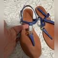 Coach Shoes | Coach Charleen Strappy Blue Leather Sandal | Color: Blue/Tan | Size: 6