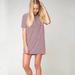 Brandy Melville Dresses | Brandy Melville Casual Striped T-Shirt Dress Burgundy & White | Color: Red/White | Size: One Size