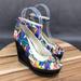 Jessica Simpson Shoes | Jessica Simpson Blue Pink Floral Platform Wedge Peep Toe Heels Womens Size 6 | Color: Pink | Size: 6