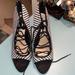 Zara Shoes | Black And White - Zara Size 8,5 - 4.5” Heel - Lace Up Shoes | Color: Black/White | Size: 8.5