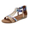 Sandale LASCANA "Sommerschuh", Damen, Gr. 39, blau (beige, blau), Obermaterial: 50% Lederimitat, 50% Textilmaterial. Futter: 100% Lederimitat. Decksohle: 100% Lederimitat. Laufsohle: 100% Synthetik, bedruckt, modisch, Schuhe, Sandalette, Sommerschuh...