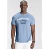 T-Shirt DELMAO, Herren, Gr. L (52/54), blau (hellblau melange), Single Jersey, Obermaterial: 90% Baumwolle, 10% Polyester, bedruckt, casual, normal, Rundhals, Kurzarm, Shirts, Kurzarm, lässige Passform, mit peppigem Print, Rundhals, casual