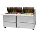 Turbo Air PST-72-30-D4-N PRO Series 72" Mega Top Sandwich/Salad Prep Table w/ Refrigerated Base, 115v, Stainless Steel