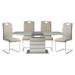 5-pc Dining Set Table with Self-Storing Leaf and 4 Chairs Metal Frame