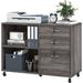 Morin Wood File Cabinet 3 Drawers Mobile Lateral Filing Cabinet Black Grey