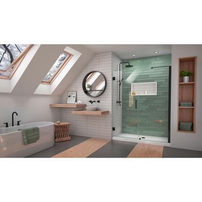Dreamline DreamLine Unidoor-LS 59 - 60 inch W x 72 inch H Frameless Hinged Shower Door with L-Bar in Matte Black SHDR-2060722-09