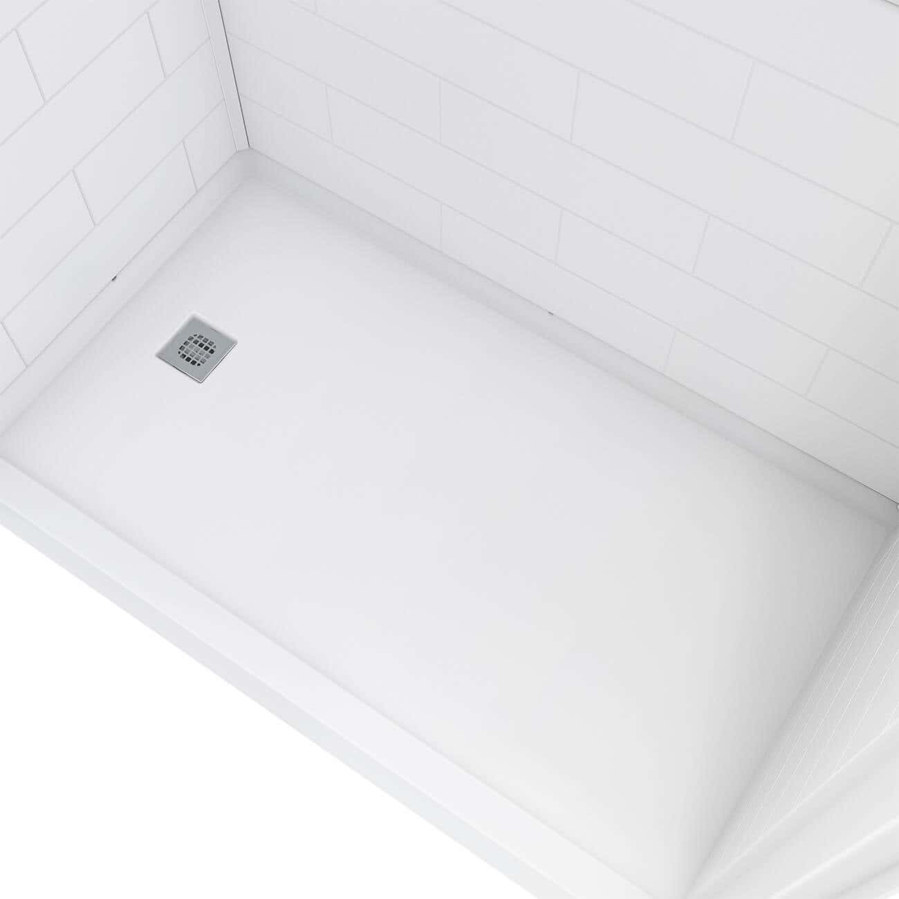 Renovative Bath White Vida 60 X 36 Accessible Bathroom Shower Pan with Left Drain RBX6036BFPL-WHC