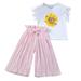 KI-8jcuD Clothes For 13 Year Old Girls Toddler Kids Girls Clothing Sets Summer Sunflower T Shirt Tops Chiffon Ruched Loose Pants Outfits Children Clothes Kids And Teens Outfit Girl Baby Clothes Boy