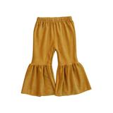 Bagilaanoe Toddler Baby Girl Pants Wide-Leg Trousers 6M 12M 2T 3T 4T 5T 6T Kids Solid Color High Waist Bottoms Ruffle Clothes