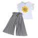 KI-8jcuD Girls Summer Outfits Toddler Kids Girls Clothing Sets Summer Sunflower T Shirt Tops Chiffon Ruched Loose Pants Outfits Children Clothes Kids And Teens Outfit Girl Baby Clothes Boy Gab Baby