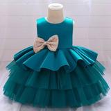 Toddler Baby Girls Dress Cute Bowknot Back Sleeveless Girl Dresses Kids Summer Embroidery Rhinestone Birthday Party Gown Sundress with Headband