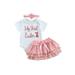 Diconna Newborn Infant Baby Girl Easter Outfit My 1st Easter Short Sleeve Romper Bodysuit and Tulle Tutu Skirt Pink 6-12 Months