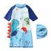 Little Boys Toddler Dinosaur Swimsuit UPF 50+ Rash Guard Swimwear One-Piece with Sun Hat Bathing Suits 1-7T